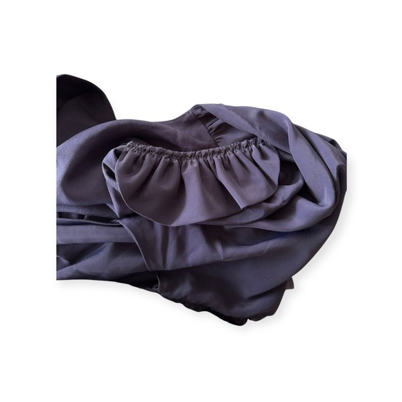 WAYF dress maxi blue open waist knot shoulder gathered skirt 80s retro style - Picture 7 of 11